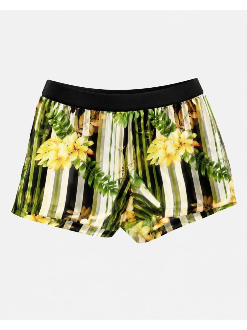 Mossimo Supply Co 6 Black Tropical Floral Striped Shorts Relaxed Fit Preppy Fun